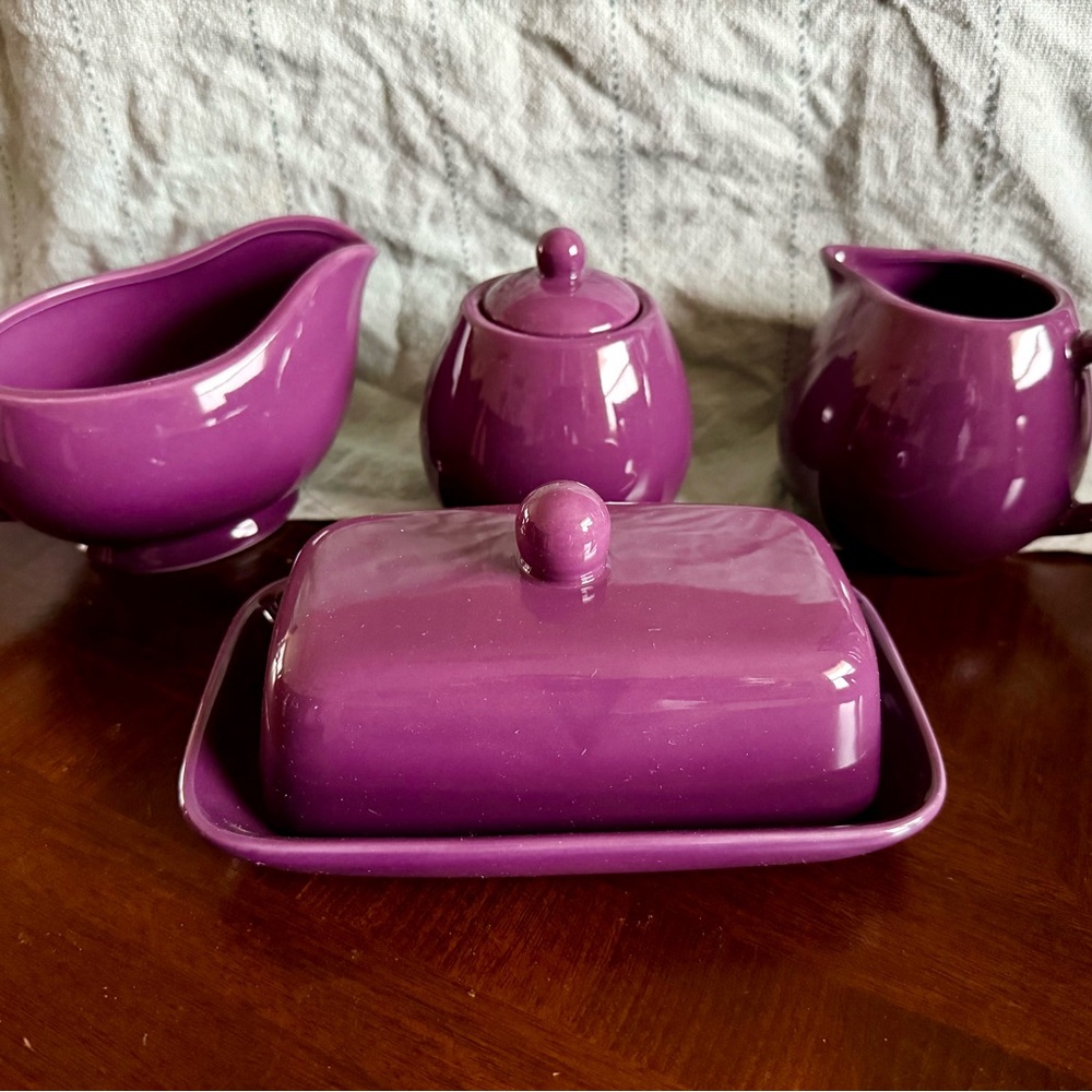 Purple Ceramic Breakfast / Appetizer Dining Set